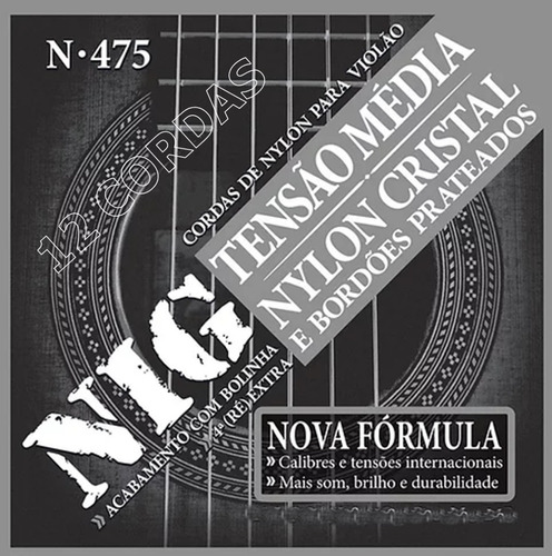 12 Cordas 4ª Ré Nylon Nig Cristal 475-4 0,29mm A 0,4mm Media