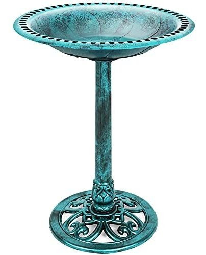 Pedestal Fuente Para Baño De Aves - Verde Vintage