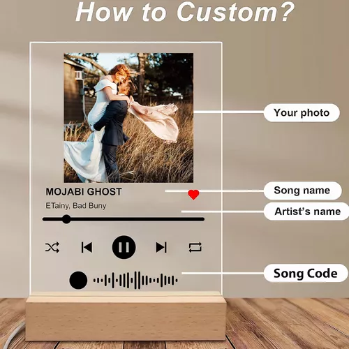 Placa de cristal de Spotify personalizada con código escaneable y música,  letrero musical personalizado, letrero de música, canción acrílica