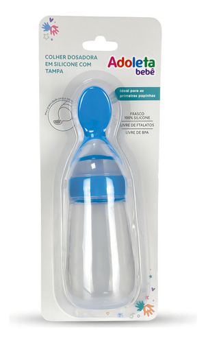 Colher Dosadora Em Silicone Com Tampa Azul