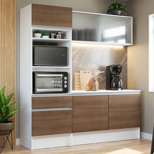 Cocina Integral Completa Modular Madesa Topazio 180cm Color Blanco/Marrón