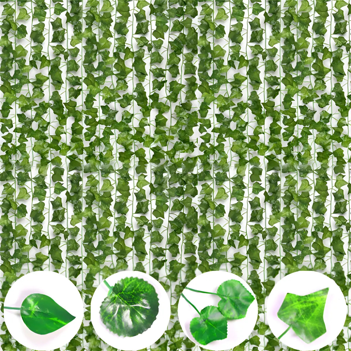 24 Tiras Planta Artificial Hiedra Hoja 2m Decoración Colgant Color 04