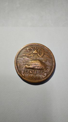 Moneda 20 Centavos 1944 Cobre México