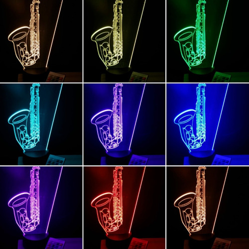 Imagen 1 de 8 de Lampara Led 3d Con Control Saxofon