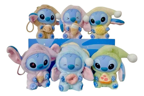 6 Llavero Stitch Peluche Sorpresa Eat Something Before Sleep Azul