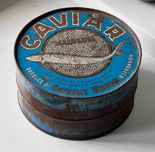 Antigua Lata De Caviar Malossol Urss Rusia De Gran Tamaño