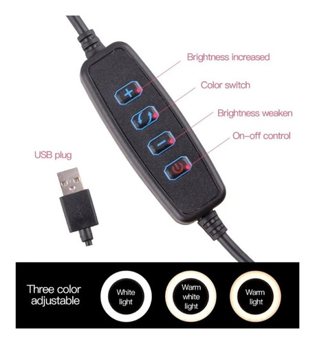 Aro Luz Led Regulable 26cm Con Soporte Para Teléfono Flash