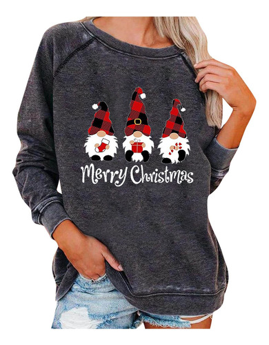 Elf Christma Tops Para Mujer Casual Cuello Redondo Manga