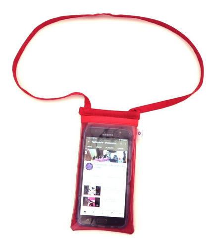 Capinha Porta Celular Com Visor E Alça Para Pendurar Pescoço