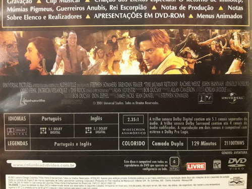 Dvd - O Retorno Da Múmia - Edição Especial