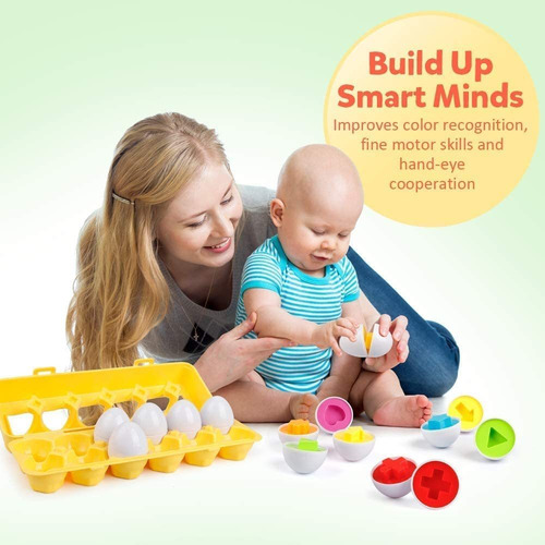 Coogam Juego De 12 Piezas De Huevos A Juego De Color Y Forma