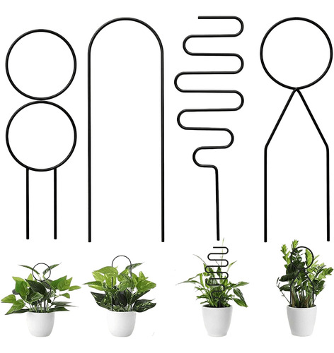 Paquete De 4 Enrejados Pequeños De Metal Para Plantas Trepad