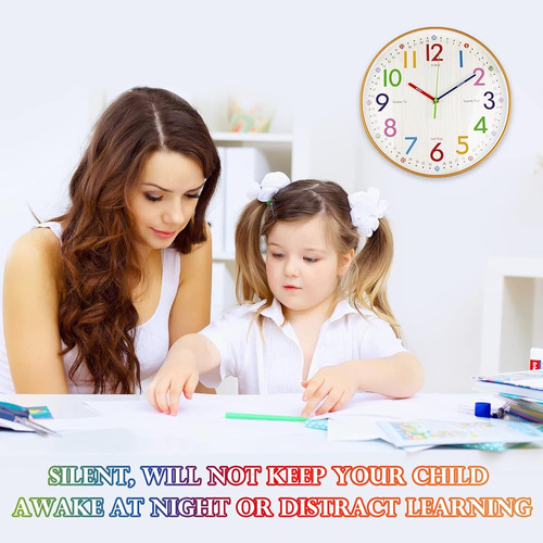 Vreaone Learning Clock Para Niños 12 Pulgadas Reloj De Pared