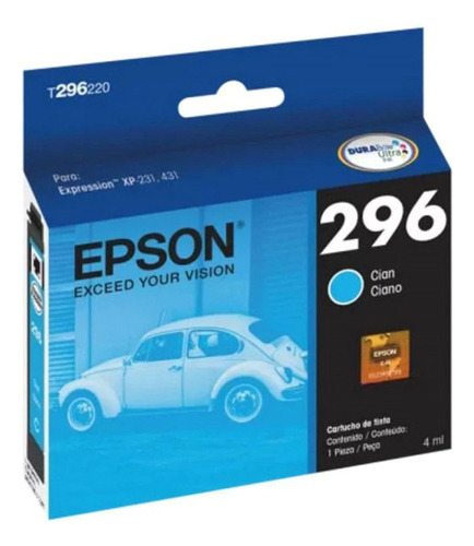 Cartucho Epson T296220 Cyan Xp231/241/431/441 4ml