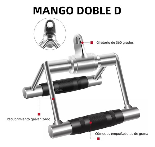 Maneral Agarradera Jaladera Doble D Polea Gym Con Protector