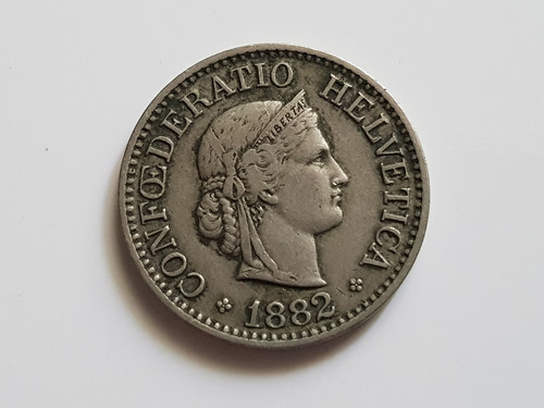 Moneda 10 Centavos 1882 Suiza Franco Helvetia Coleccion