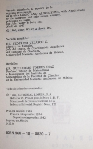 Lógica Y Algoritmos. Robert R. Korfhage