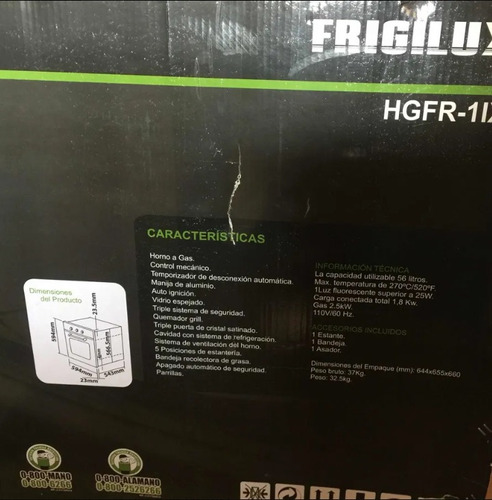 Imagen 3 de 3 de Horno Gas Eléctrico Empotrar Friguilux