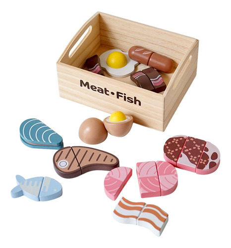 Juego De Alimentos De Madera Para Niños, Juego De Comida De