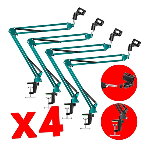 4 Soporte Brazo Articulado Para Microfono 270° Radio Cuo