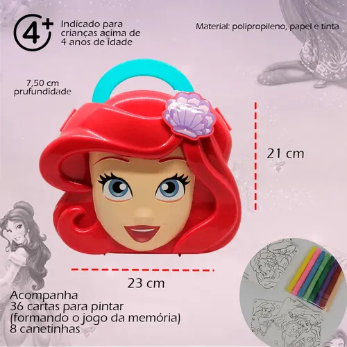 Princesa Da Disney Ariel Maleta Jogo Da Memória Para Pintar