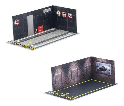 3pcs Car Model Diorama Parking Scenery Diy Car Garage
