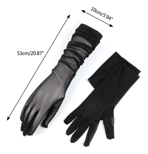 . (bk) Guantes De Fiesta De Noche Elásticos De Tul
