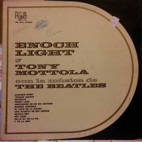 Enoch Light Tony Motola  Beatles Covers Tapa 8,5 Vinilo 9