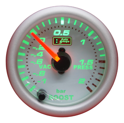 Reloj Presión De Turbo Bar Fondo Blanco 7 Colores Autogauge