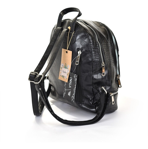 Imagen 5 de 6 de Mochilas Urbanas Ecocuero Mujer Divisiones Negras Basilea