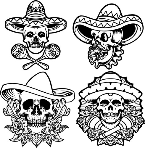 Colección De 20 Vectores De Calaveras Mexicanas