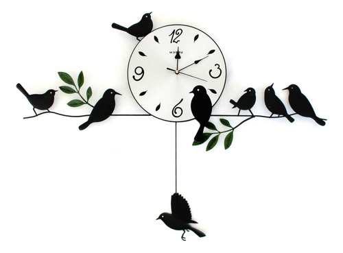 Reloj De Pared Péndulo Pájaro Fondo Plateado