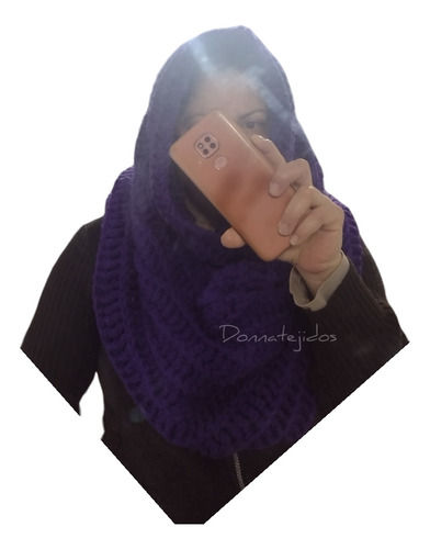 Bufanda Tejida Lana Cuello Xl Capucha Balaclava Colores