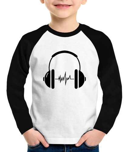 Camiseta Raglan Infantil Headphone Batimentos Longa