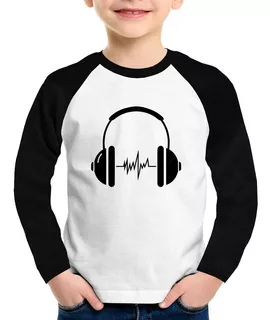 Camiseta Raglan Infantil Headphone Batimentos Longa