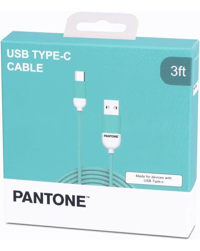 Cable Tipo-c Acordonado 1m Pantone Multiplataformas Turquesa