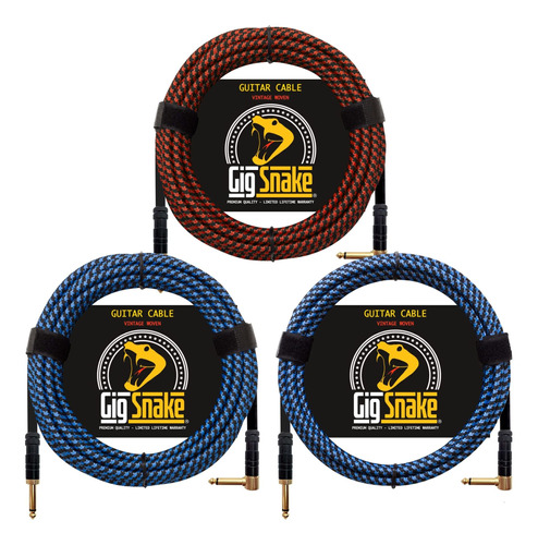 Gig Snake Cable Guitarra Azul 20 Pie Rojo 10