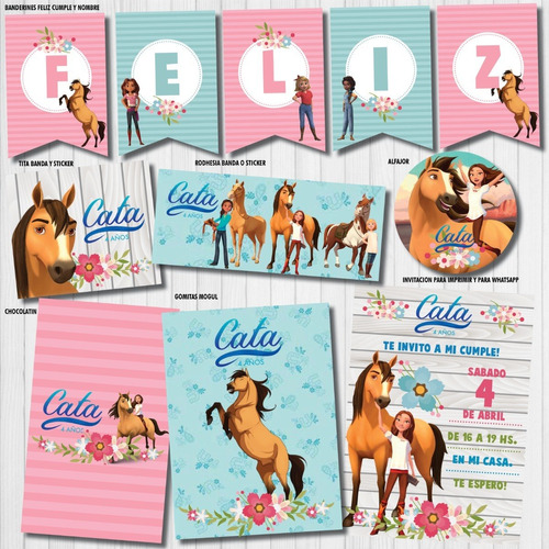 Kit Imprimible Personalizado Caballo Spirit Candy Deco Invit