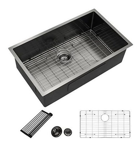 Bacha De Cocina Acero Inox Negro Gunmetal 76x45x25cm