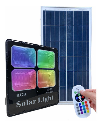 Reflector Led Solar 200w Rgb Multicolor Con Control