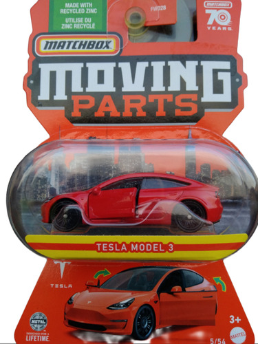 Carro Colección Matchbox Tesla Model 3 Moving Parts Mattel 