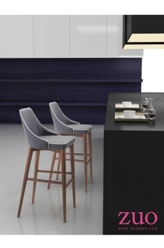 Imagen 6 de 10 de Banco Para Bar Modelo Moor - Gris Obscuro Këssa Muebles