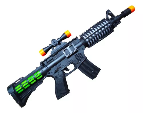 Metralhadora Fuzil M4 Com Som E Luz Brinquedo Arma Ak 47