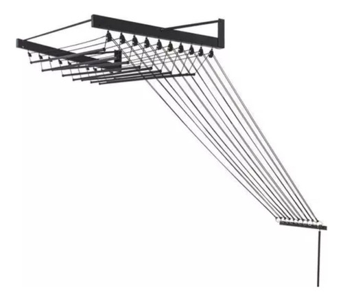 Varal Parede Individual 12 Varetas Alumínio 200 Cm Roldanas