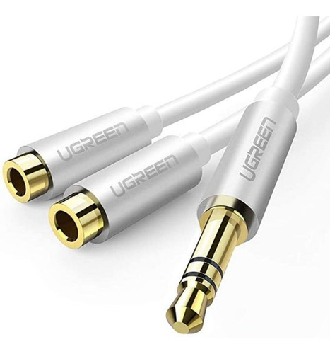 Adaptador Ugreen 3.5mm Macho A 2 Hembras Blanco