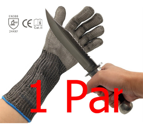 1 Par Guantes Manga Larga Acero Inoxidable Carnicero Cocina