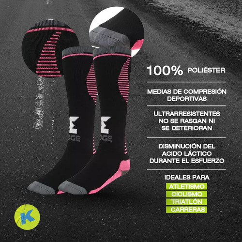 Medias Compresion Deportiva Trekking Running Ciclismo Edge