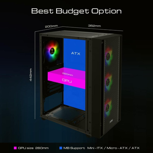 Zeus Gamdias Atx Mid Tower Carcasa Para Computadora Con