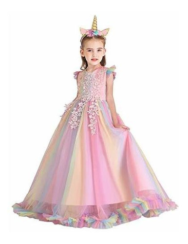 Wocinl Princesa Vestido De Tul Arcoíris Niñas Unicornio Fies