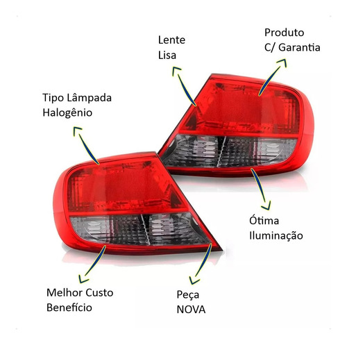Par Lanterna Traseira Gol G5 2009 2010 2011 2012 Fumê